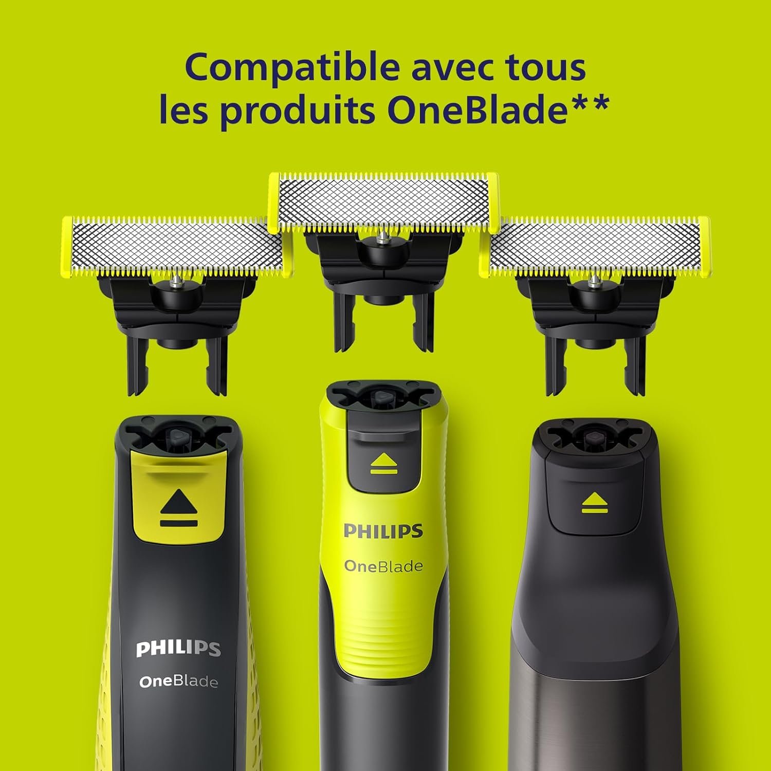 Philips OneBlade 360 – Authentiques lames de rechange, pour rasoir/tondeuse électrique OneBlade, 3x 360 lames, modèle QP430/60