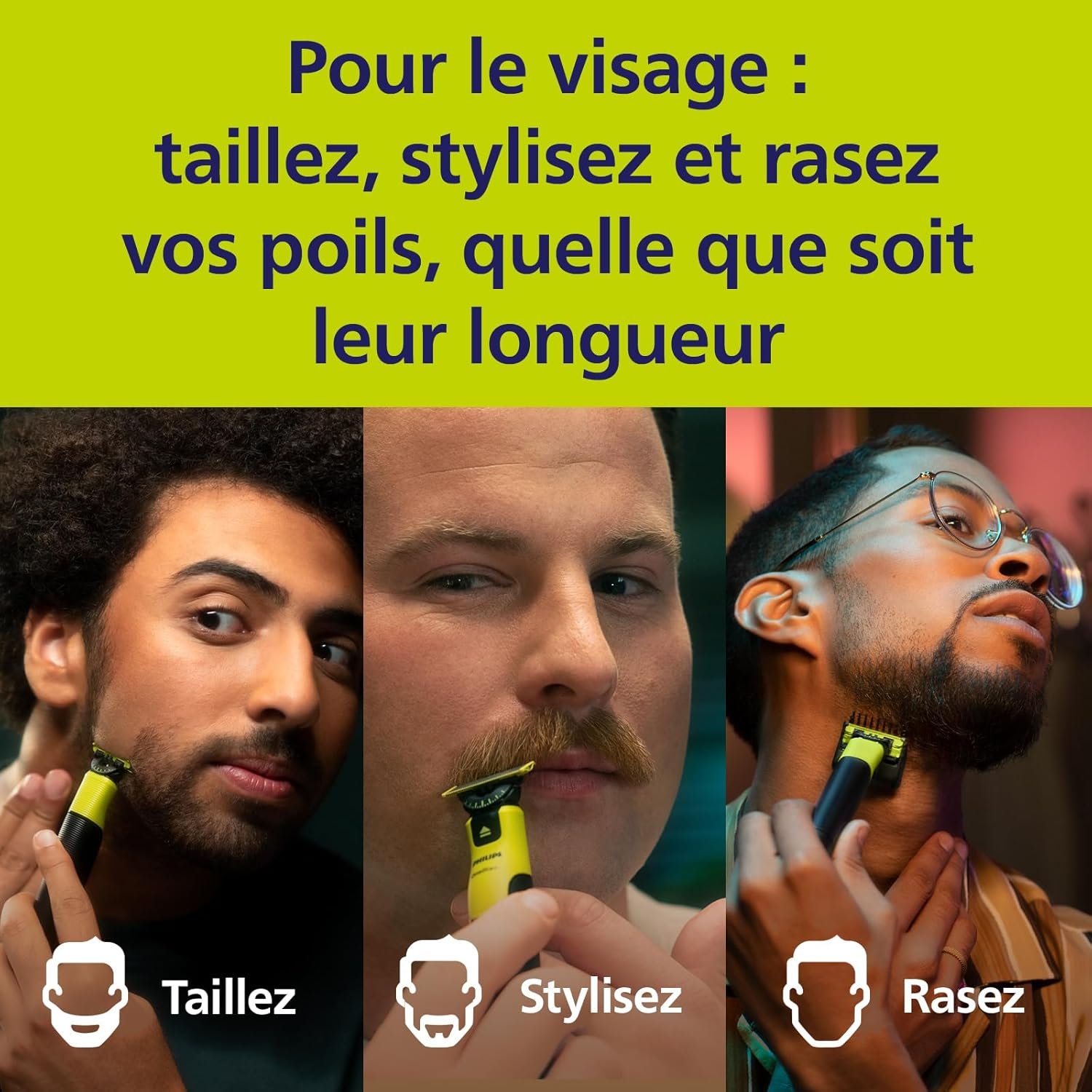 Philips OneBlade 360 – Authentiques lames de rechange, pour rasoir/tondeuse électrique OneBlade, 3x 360 lames, modèle QP430/60