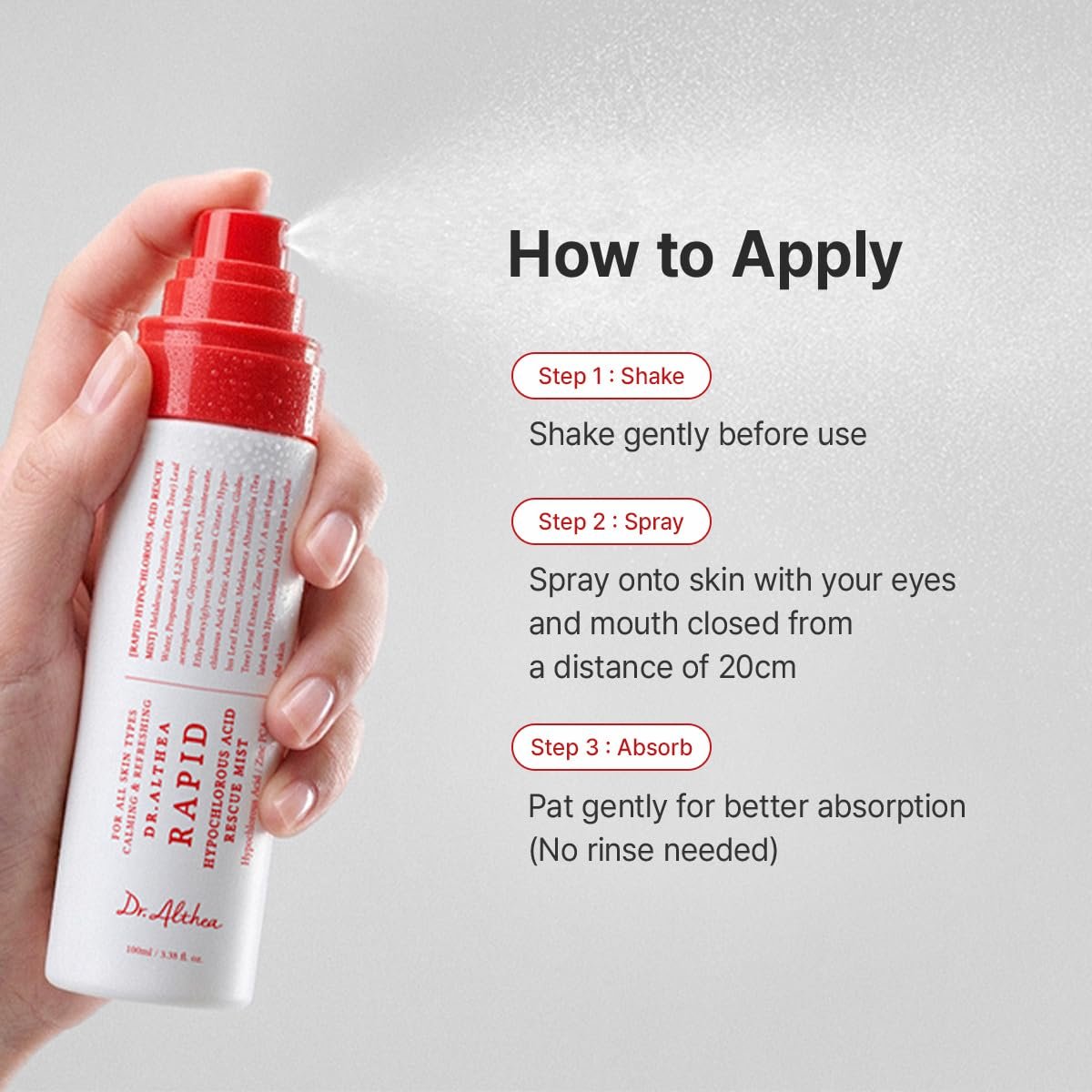 Dr.Althea Rapid Hypochlorous Acid Rescue Mist, Korean Skin Care, 2.02 Fl Oz