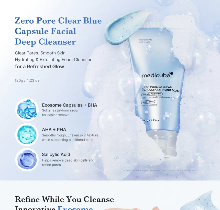 medicube – Zero Pore SA Clear Capsule Cleansing Foam – Mousse nettoyante acide salicylique anti-pores