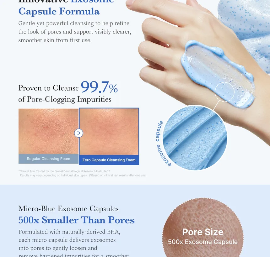 medicube – Zero Pore SA Clear Capsule Cleansing Foam – Mousse nettoyante acide salicylique anti-pores