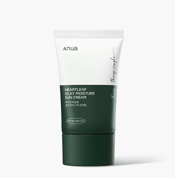 Anua Heartleaf silky moisture sunscreen واقي شمس مرطب بخلاصة الهارتليف
