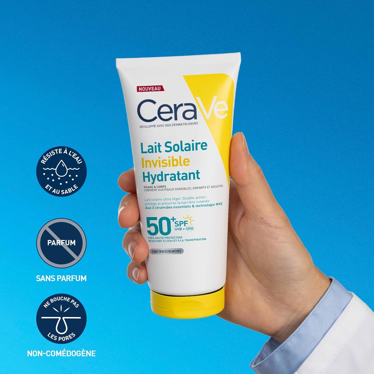 CeraVe, Lait Solaire Invisible Hydratant 24h SPF50+ 75 ml