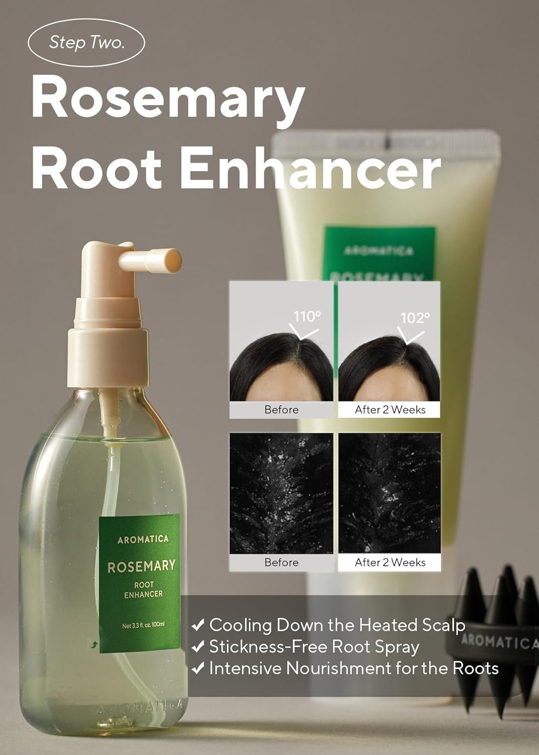 AROMATICA Rosemary Scalp Care Gift Set – Hydrating Scalp Treatment with Rosemary Enhancer and Scrub, Scalp massager with Dual Brush – Free from Sulfate, Silicone, and Paraben.