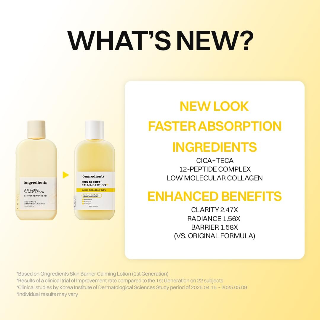 ONGREDIENTS Skin Barrier Calming Lotion EX, Hydrating Lotion for Smooth Makeup Prep & Glowy Skin, Under Makeup Facial Lotion, GHK-Cu Peptide, Collagen, Korean Skincare, 5.07 fl. oz. / 150ml