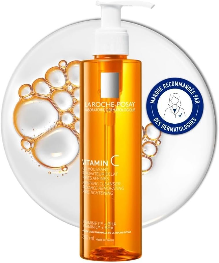 La Roche-Posay – Vitamine C – Gel Nettoyant Visage – pour tous Types de Peaux, Même Sensibles et Grasses – Vitamine C et BHA – Mousse Nettoyante Visage Rénovateur Eclat 200ml