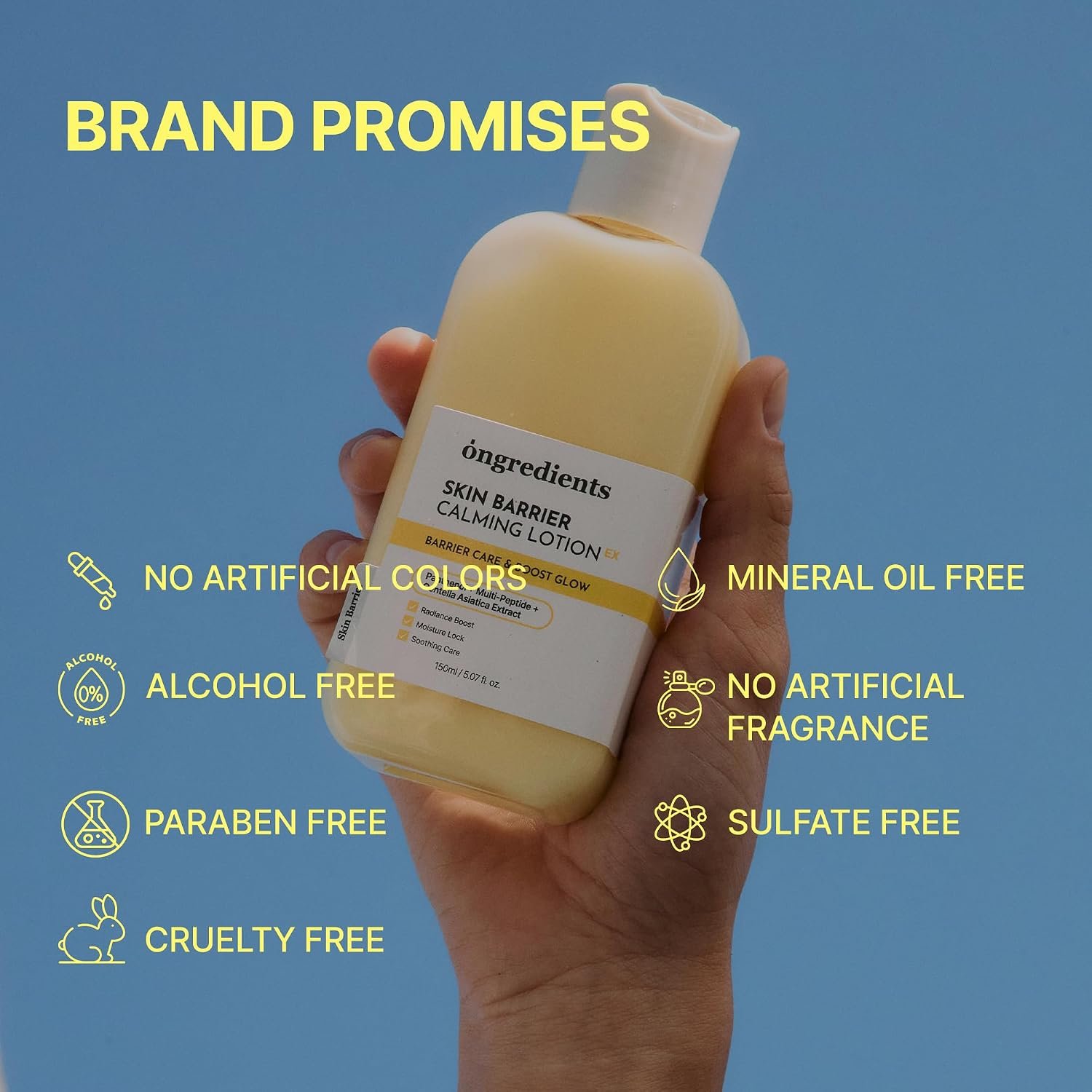 ONGREDIENTS Skin Barrier Calming Lotion EX, Hydrating Lotion for Smooth Makeup Prep & Glowy Skin, Under Makeup Facial Lotion, GHK-Cu Peptide, Collagen, Korean Skincare, 5.07 fl. oz. / 150ml