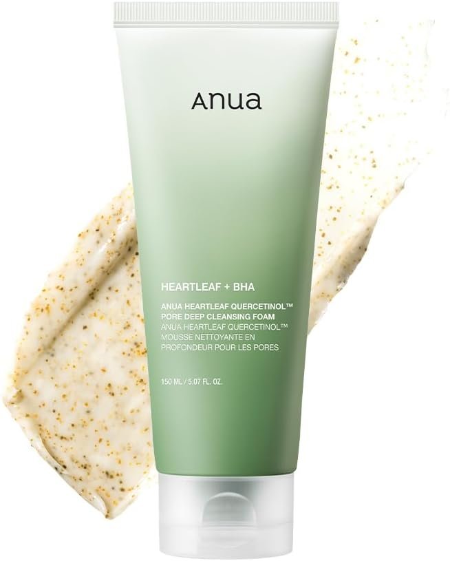 Anua, Heartleaf +BHA Quercetinol Pore Deep Cleansing Foam 150 ml رغوة التنظيف العميق للمسام كيرسيتينول من أنوا هارتليف 150 مل