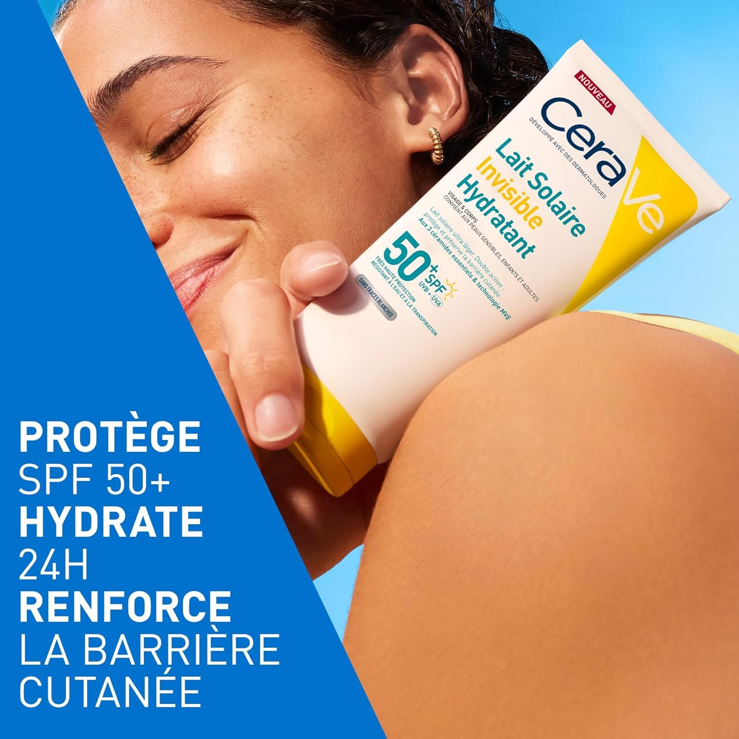 CeraVe, Lait Solaire Invisible Hydratant 24h SPF50+ 75 ml